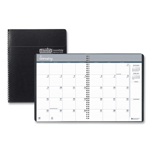 Recycled Ruled Monthly Planner With Expense Log, 8.75 X 6.88, Black, 2021-2023