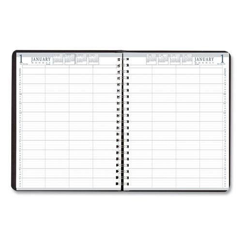 Eight-person Group Practice Daily Appointment Book, 11 X 8.5, Black, 2022
