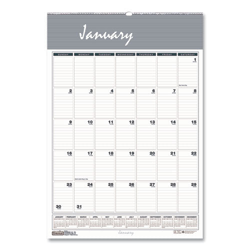 Bar Harbor Recycled Wirebound Monthly Wall Calendar, 12 X 17, White-blue-gray Sheets, 12-month (jan-dec): 2023