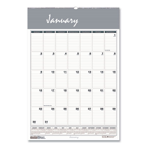 Bar Harbor Recycled Wirebound Monthly Wall Calendar, 15.5 X 22, White-blue-gray Sheets, 12-month (jan-dec): 2023