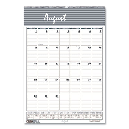 Bar Harbor Recycled Wirebound Monthly Wall Calendar, 12 X 17, White-blue-gray Sheets, 12-month (aug-july): 2022-2023