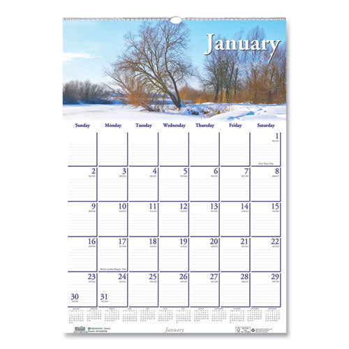 Recycled Scenic Beauty Monthly Wall Calendar, 12 X 16.5, 2022