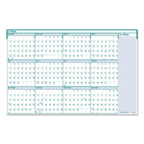 Recycled Express Track Reversible-erasable Yearly Wall Calendar, 24 X 37, 2022