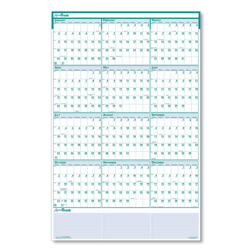 Recycled Express Track Reversible-erasable Yearly Wall Calendar, 24 X 37, 2022