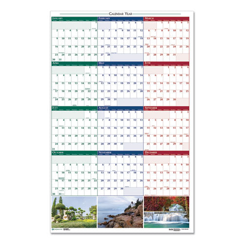 Recycled Earthscapes Nature Scene Reversible Yearly Wall Calendar, 24 X 37, 2022