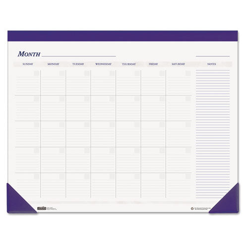 Recycled Nondated Desk Pad Calendar, 22 X 17, White-blue Sheets, Blue Binding, Blue Corners, 12-month (jan To Dec): Undated