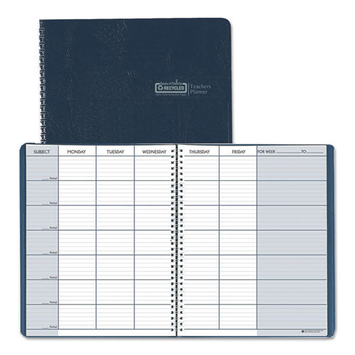 Teacher's Planner, Embossed Simulated Leather Cover, 11 X 8-1-2, Blue