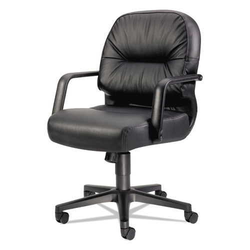Pillow-soft 2090 Series Leather Managerial Mid-back Swivel-tilt Chair, Supports 300 Lb, 16.75" To 21.25" Seat Height, Black
