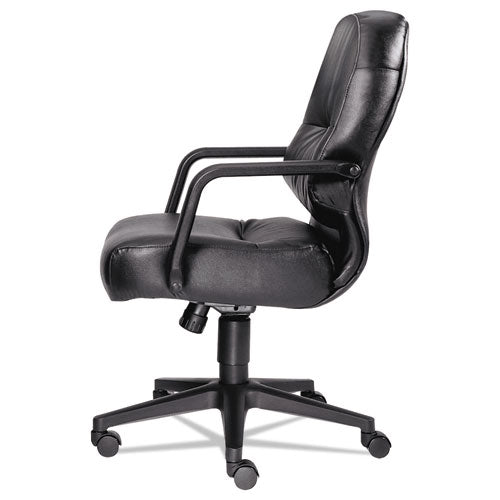 Pillow-soft 2090 Series Leather Managerial Mid-back Swivel-tilt Chair, Supports 300 Lb, 16.75" To 21.25" Seat Height, Black