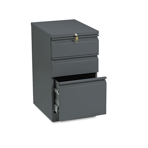 Brigade Mobile Pedestal With Pencil Tray Insert, Left-right, 3-drawers: Box-box-file, Letter, Charcoal, 15" X 19.88" X 28"