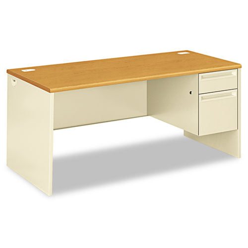 38000 Series Right Pedestal Desk, 66" X 30" X 29.5", Harvest-putty