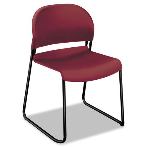 Gueststacker High Density Chairs, Supports Up To 300 Lb, Mulberry Seat-back, Black Base, 4-carton