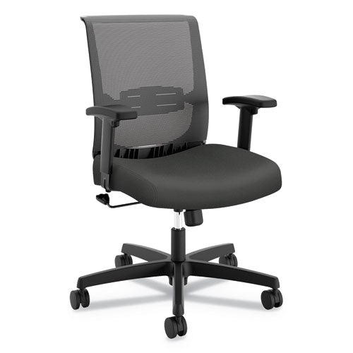 Convergence Mid-back Task Chair, Swivel-tilt, Supports Up To 275 Lb, 16.5" To 21" Seat Height, Iron Ore Seat, Black Back-base