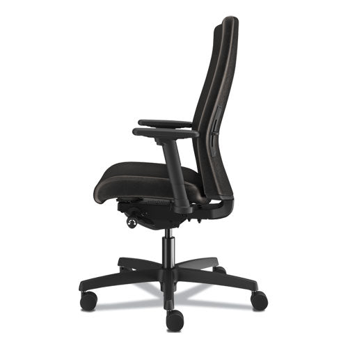 Ignition 2.0 Upholstered Mid-back Task Chair With Lumbar, Supports 300 Lb, 17" To 22" Seat, Black Vinyl Seat-back, Black Base