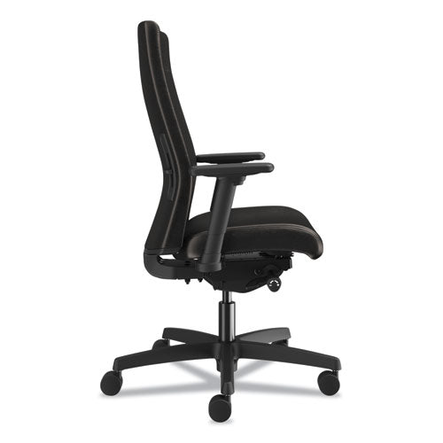 Ignition 2.0 Upholstered Mid-back Task Chair With Lumbar, Supports 300 Lb, 17" To 22" Seat, Black Vinyl Seat-back, Black Base