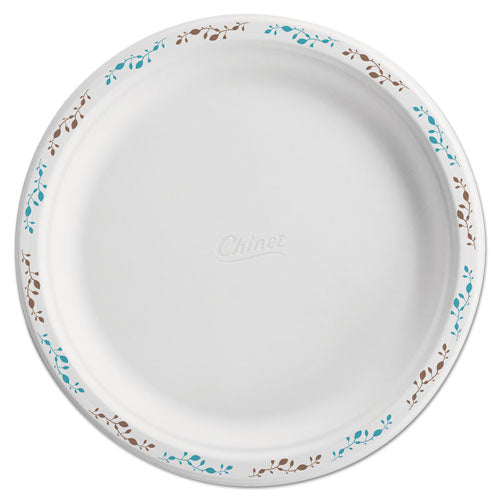 Molded Fiber Dinnerware, Plate, 10.5" Dia, White, Vine Theme, 125-pack, 4 Packs-carton