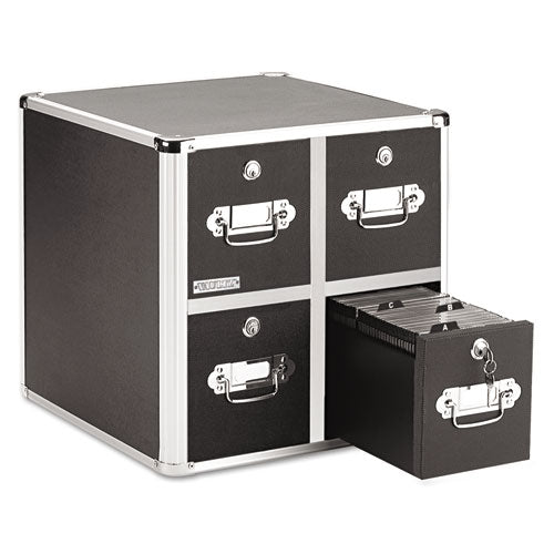 4-drawer Cd File Cabinet, Holds 660 Folders Or 240 Slim-120 Standard Cases, Black