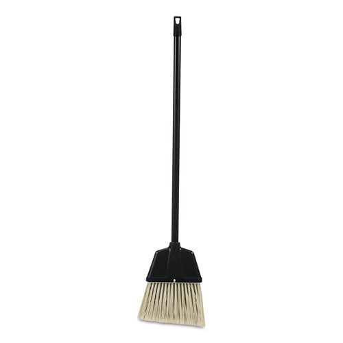 Lobby Dust Pan Broom, Plastic Bristles, 38" Handle, Natural-black, 12-carton