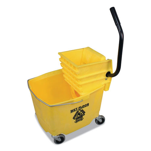Side-press Squeeze Wringer-plastic Bucket Combo, 12 To 32 Oz, Yellow