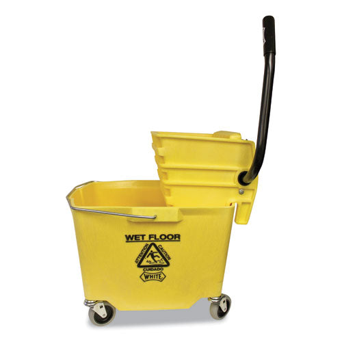 Side-press Squeeze Wringer-plastic Bucket Combo, 12 To 32 Oz, Yellow