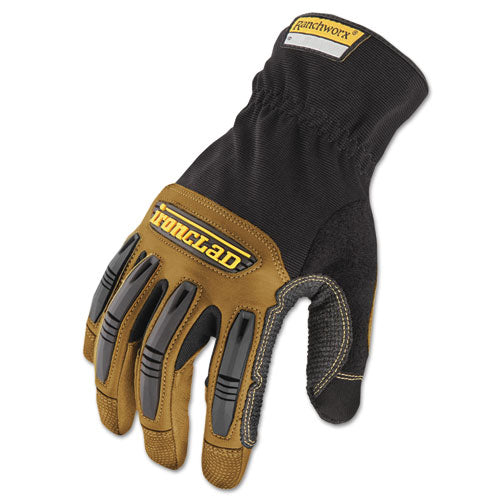Ranchworx Leather Gloves, Black-tan, Medium