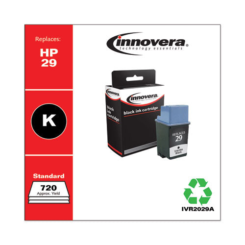 Remanufactured Black Ink, Replacement For Hp 29 (51629a), 720 Page-yield