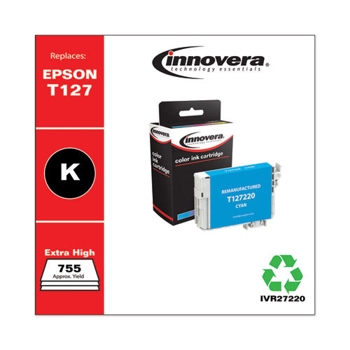 Remanufactured Cyan Ink, Replacement For Epson 127 (t127220), 755 Page-yield