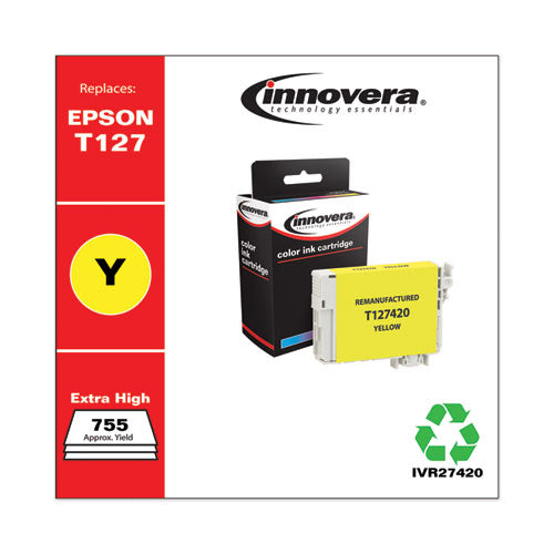 Remanufactured Yellow Ink, Replacement For Epson 127 (t127420), 755 Page-yield