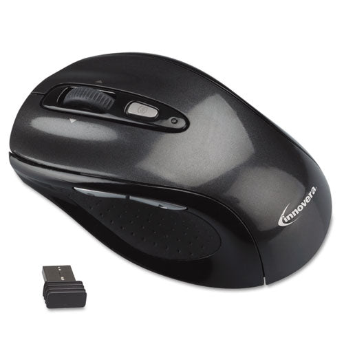 Wireless Optical Mouse With Micro Usb, 2.4 Ghz Frequency-32 Ft Wireless Range, Gray-black