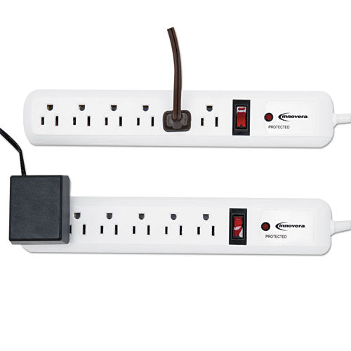 Surge Protector, 6 Outlets, 4 Ft Cord, 540 Joules, White, 2-pk