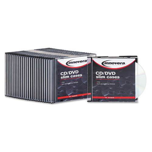 Cd-dvd Slim Jewel Cases, Clear-black, 25-pack