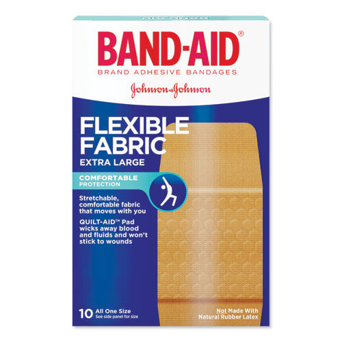 Flexible Fabric Extra Large Adhesive Bandages, 1.25" X 4", 10-box