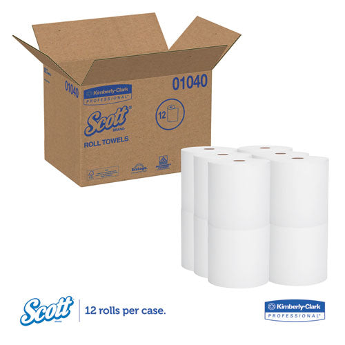 Essential Hard Roll Towels For Business, Absorbency Pockets, 1.5" Core, 8" X 800 Ft, White, 12 Rolls-carton