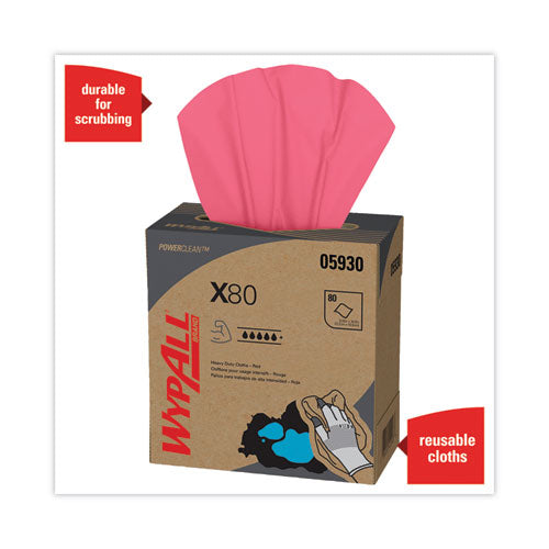 X80 Cloths, Hydroknit, Pop-up Box, 8.34 X 16.8, Red, 80-box, 5 Box-carton