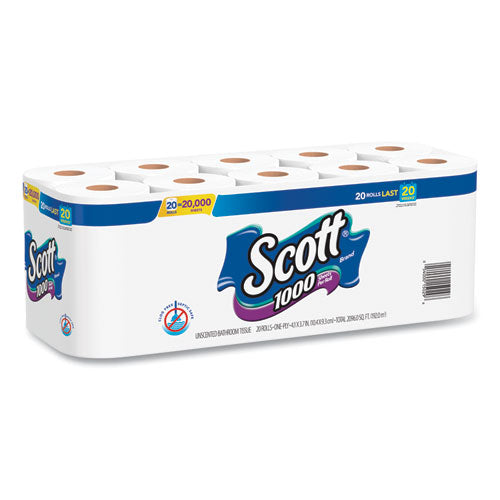 Standard Roll Bathroom Tissue, Septic Safe, 1-ply, White, 20-pack, 2 Packs-carton