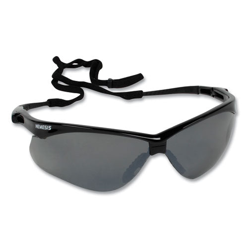 Nemesis Safety Glasses, Black Frame, Smoke Mirror Lens, 12-box