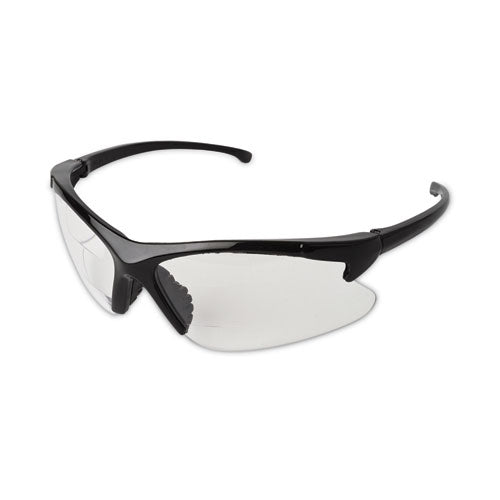 Dual Readers Safety Glasses, 2.0 Diopter, Black Frame, Clear Hardcoat Anti-scratch Lens