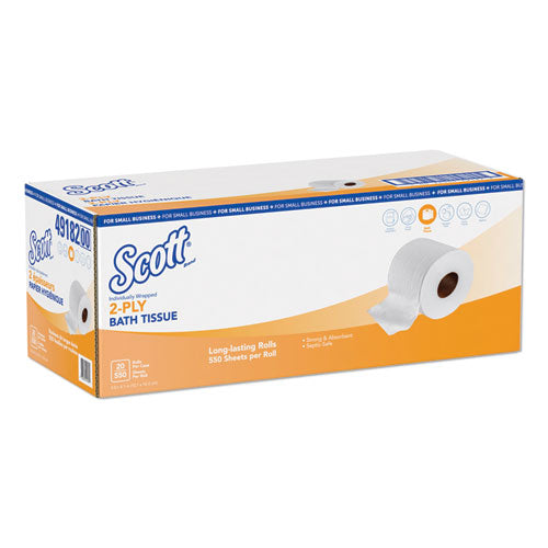 Essential Standard Roll Bathroom Tissue, Small Business, Septic Safe, 2-ply, White, 550 Sheets-roll, 20 Rolls-carton