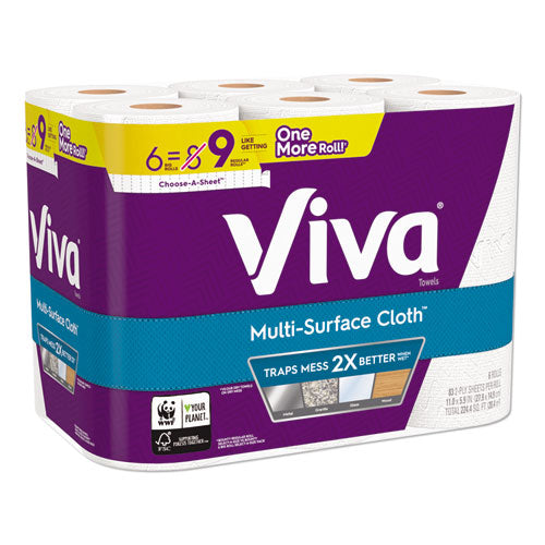 Multi-surface Cloth Choose-a-sheet Kitchen Roll Paper Towels 2-ply, 11 X 5.9, White, 83-roll, 6 Rolls-pack, 4 Packs-carton