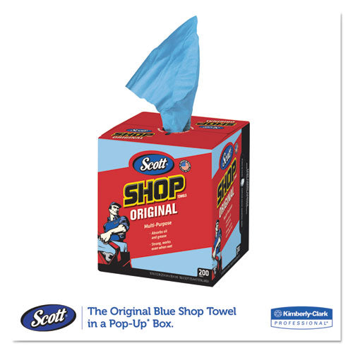 Shop Towels, Pop-up Box, Blue, 10 X 12, 200-box, 8 Boxes-carton