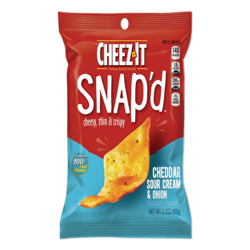 Cheez-it Snap'd Crackers, Cheddar Sour Cream And Onion, 2.2 Oz Pouch, 6-pack