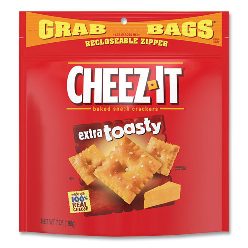 Baked Snack Crackers, Extra Toasty Cheese, 7 Oz Bag, 6-carton