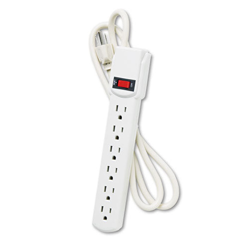 Six-outlet Power Strip, 120v, 4 Ft Cord, 1.5 X 3.75 X 13, Cream-ivory