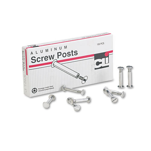 Post Binder Aluminum Screw Posts, 0.19" Diameter, 1" Long, 100-box