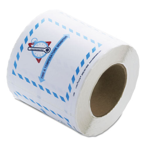 Shipping And Handling Self-adhesive Labels, Time And Temperature Sensitive, 5.5 X 5, Blue-gray-red-white, 500-roll