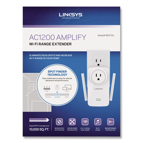 Ac1200 Amplify Dual-band Wifi Extender, 2 Ports, 300-867 Mbps, 2.4-5ghz