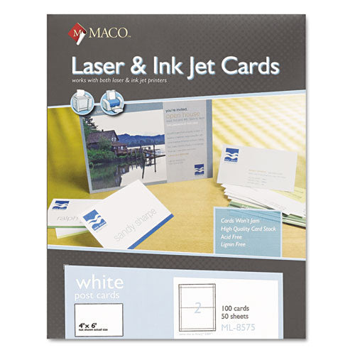 Unruled Microperforated Laser-ink Jet Index Cards, 4 X 6, White, 100-box
