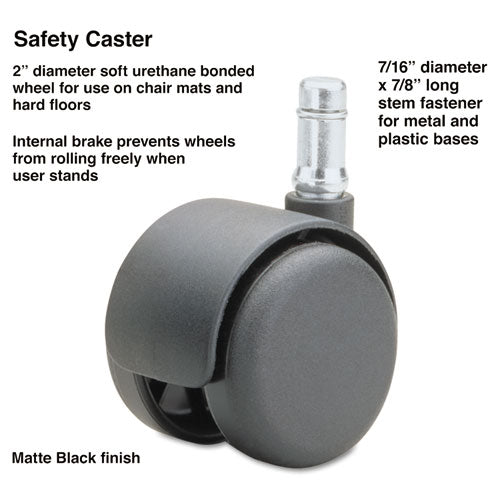 Safety Casters,standard Neck, Polyurethane, B Stem, 110 Lbs-caster, 5-set
