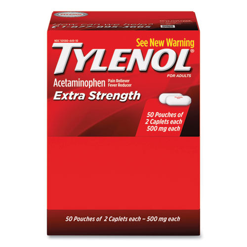Extra Strength Caplets, Two-pack, 50 Packs-box