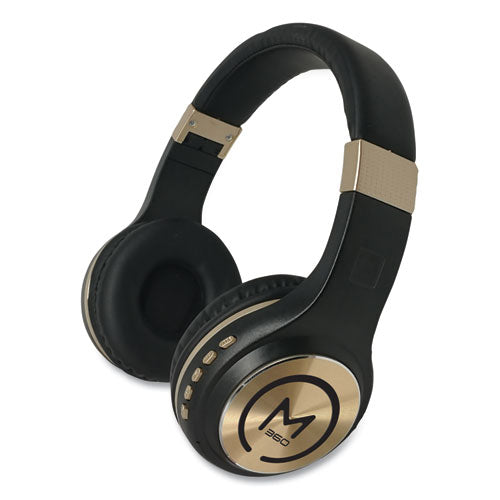 Serenity Stereo Wireless Headphones With Microphone, 3 Ft Cord, Black-gold